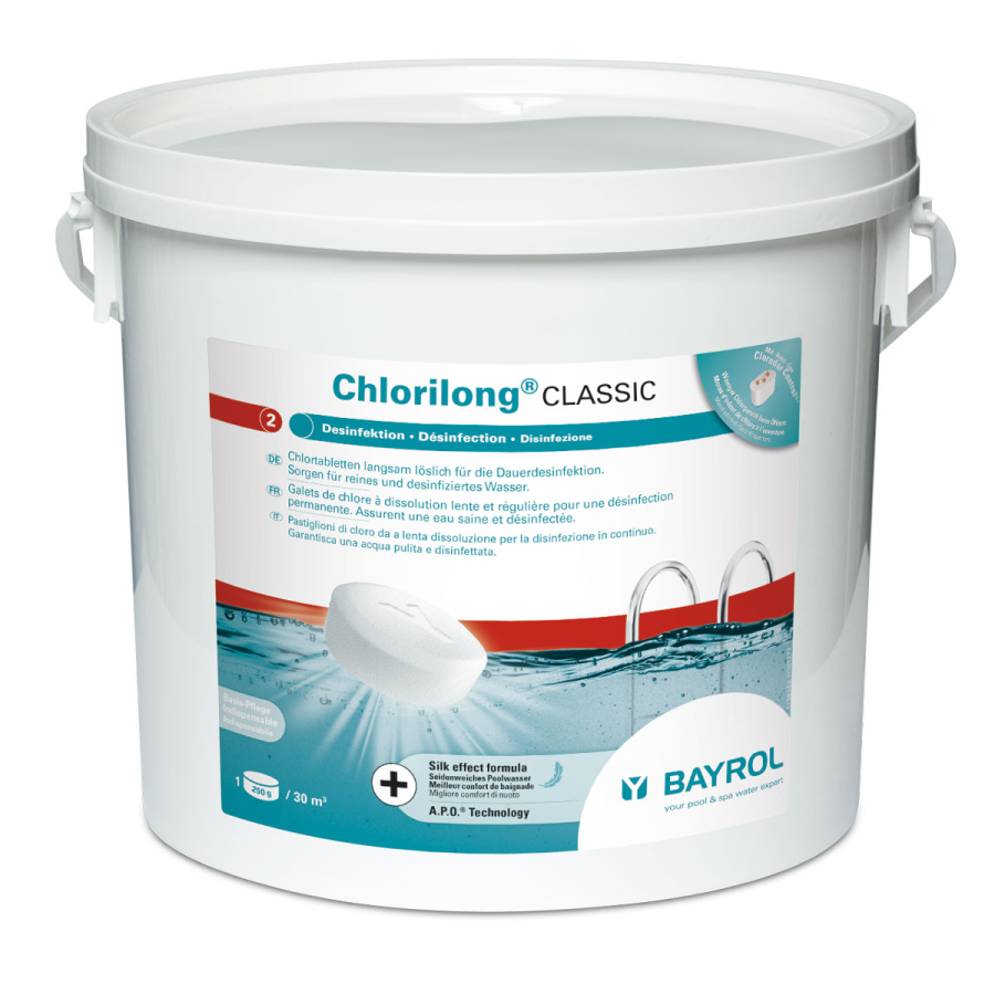 Galets de chlore Chlorilong® CLASSIC 5 kg Bayrol – Désinfection longue durée pour une eau cristalline et saine