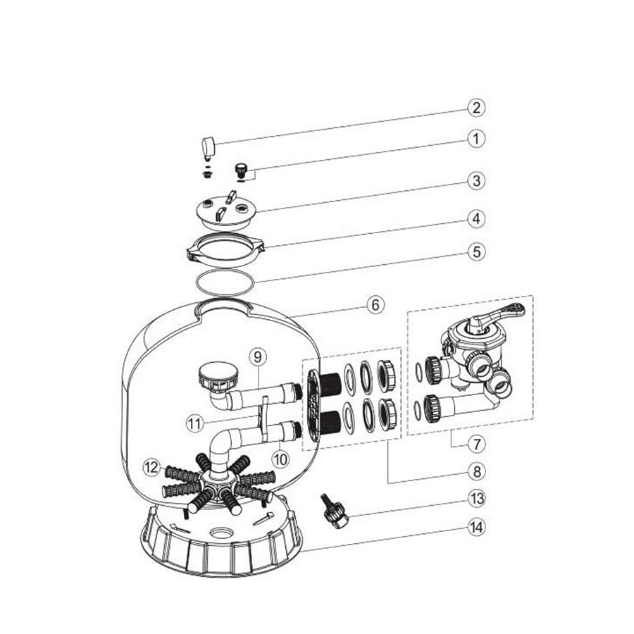 Vue éclatée Filtre VIPOOL SOUFFLE SIDE