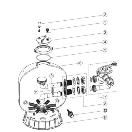 Mise à l'air avec joint pour filtre à sable  SOUFFLÉ SIDE VIPOOL