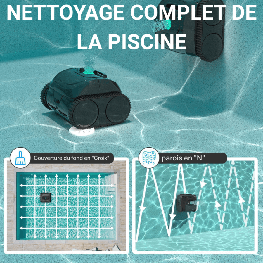 Robot de Piscine Sans Fil WYBOT S1 – Autonome, Connecté et Ultra Performant nettoyage