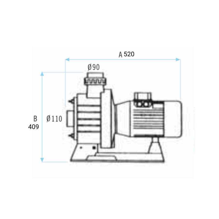 Pompe de nage à contre-courant Astral – Débit élevé 4,5 CV Triphasée schéma