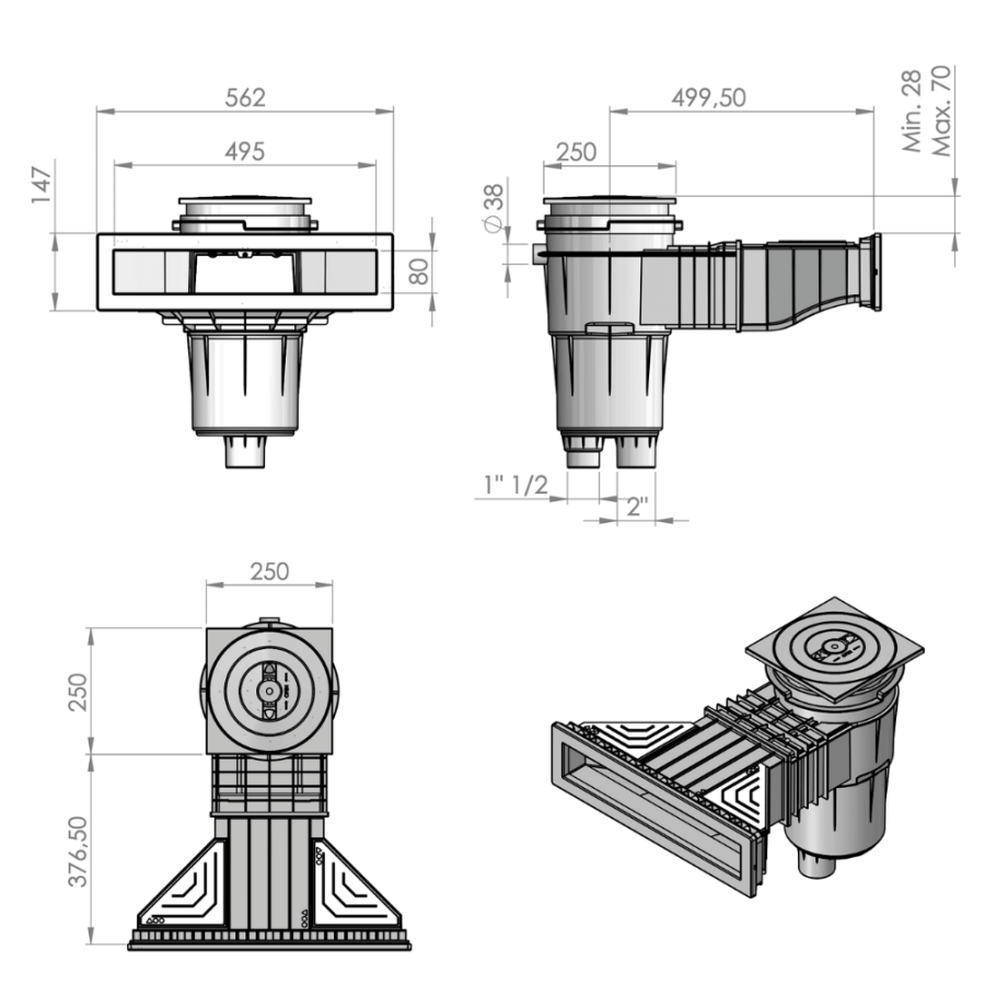 Skimmer meurtrière XXL 17,5L ASTRAL NORM modèle Parker dimensions