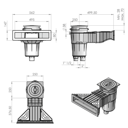 Skimmer Norm XXL 17,5L Astral Béton/Liner