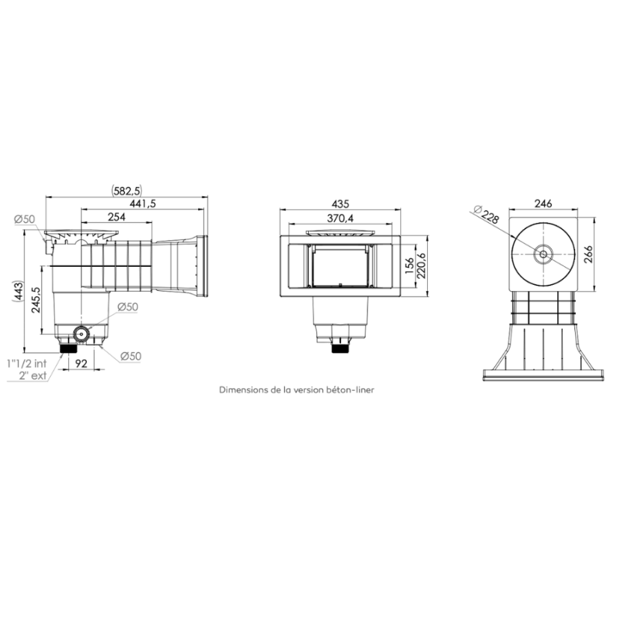 Skimmer WELTICO DESIGN A400 grande meurtrière pour piscine dimensions