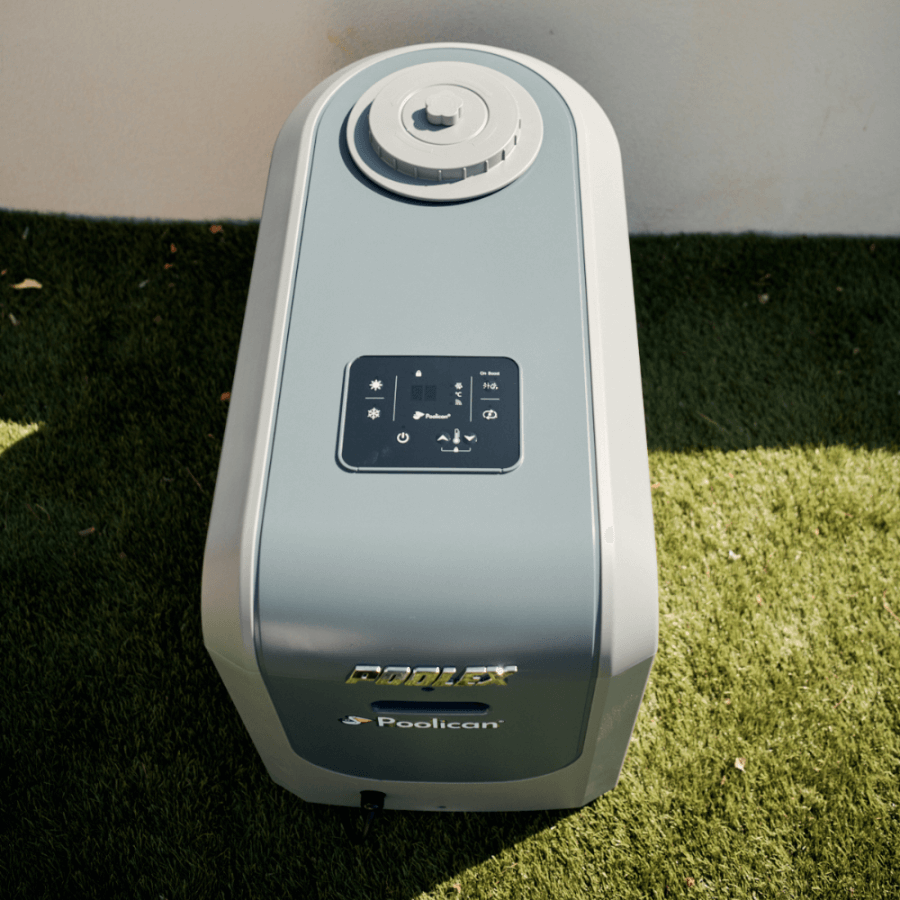 Local technique Ultra compact 4 en 1 : Filtration et Pompe à chaleur intégrée vue du dessus