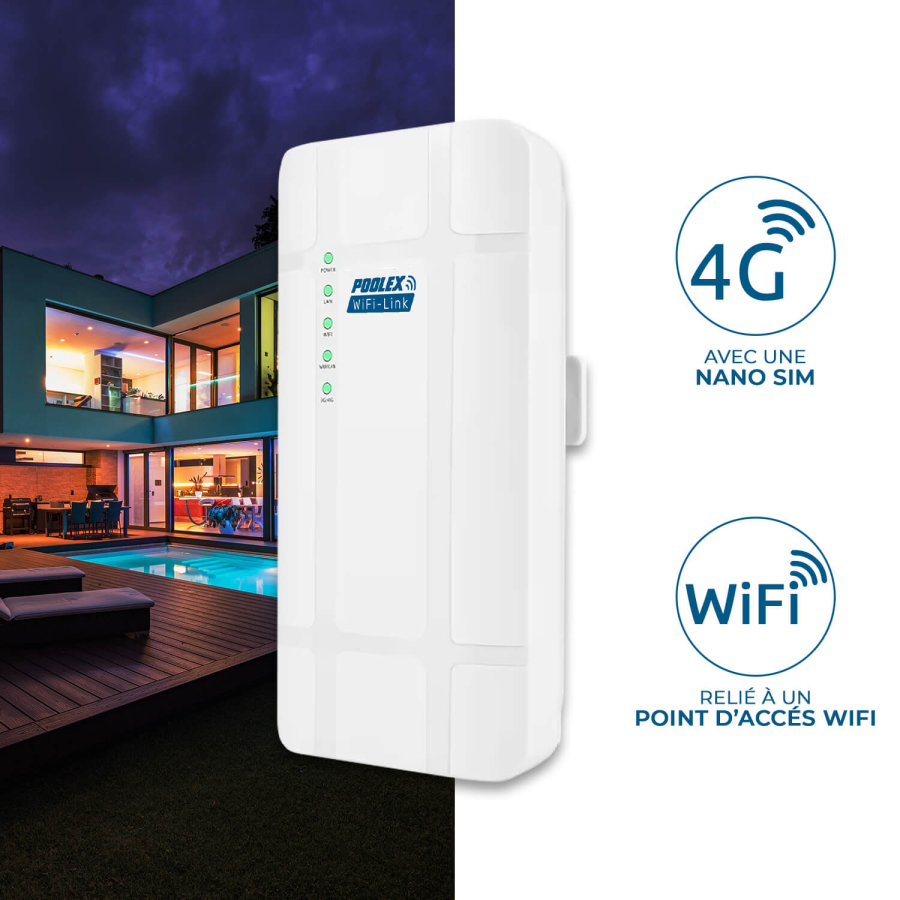 Poolex WiFi Link 4G – Antenne WiFi & Routeur 4G Extérieur