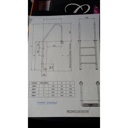 Echelle en Inox complète pour piscine 3 ou 4 marches