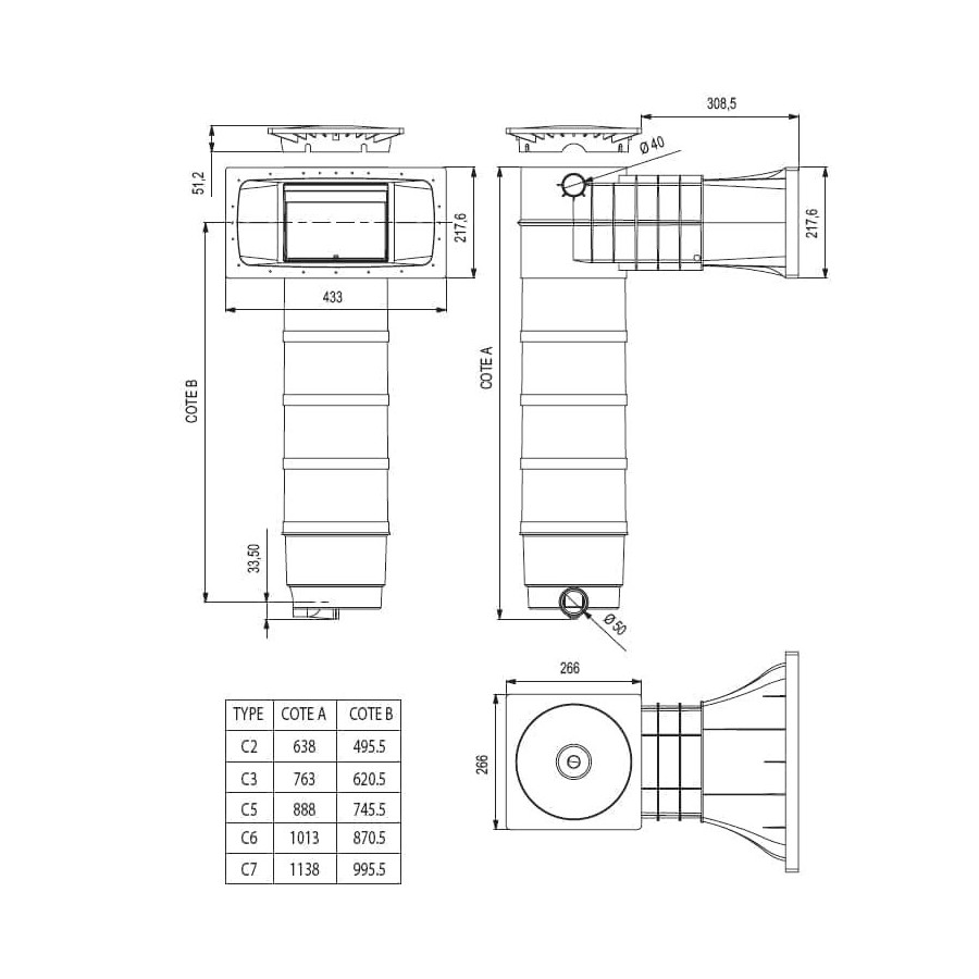 Skimmer WELTICO ELEGANCE A400  grande meurtrière pour piscine