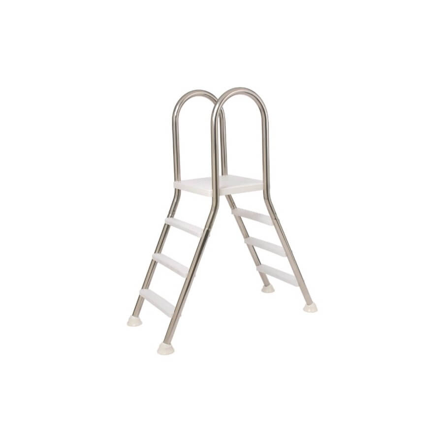photo d'une Échelle pour piscine hors sol inox double 1m20 4 marches avec plateforme photo d'une Échelle pour piscine hors sol inox double 1m20 4 marches avec plateforme