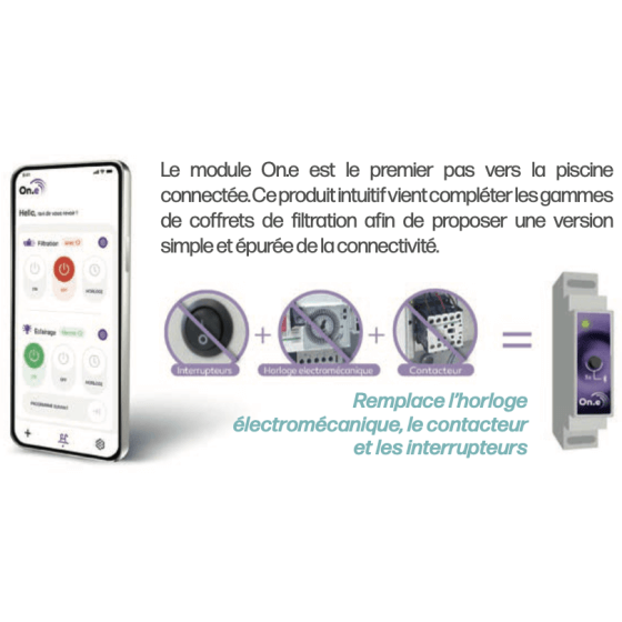 Module On.e à installer dans un coffret électrique pour filtration de piscine