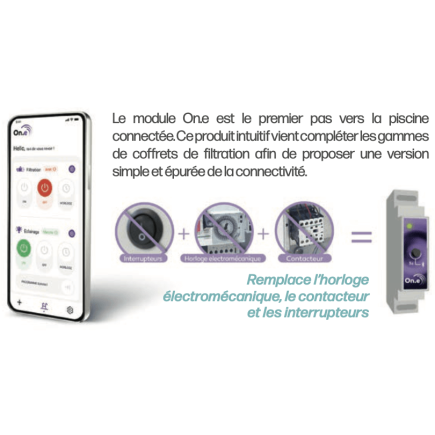Module On.e à installer dans un coffret électrique pour filtration de piscine