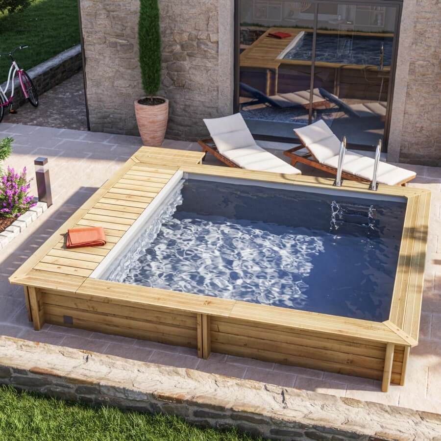 Piscine Urbaine 4.20 x 3.50 myPOOL hors-sol en bois sans autorisation de construction Piscine Urbaine 4.20 x 3.50 myPOOL hors-sol en bois sans autorisation de construction