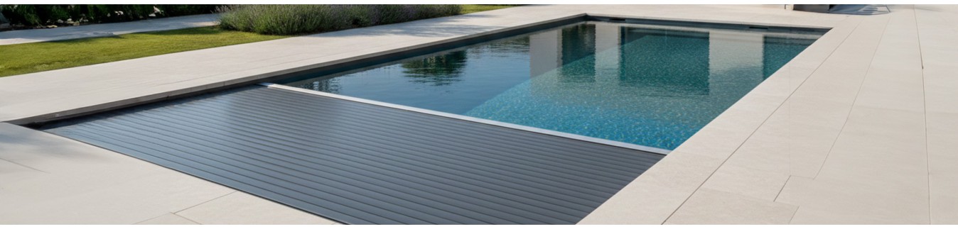 Volet de sécurité hors sol ou immergé sur mesure pour piscine