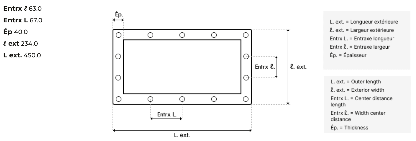 dimensions brides pour skimmer grande meurtrière